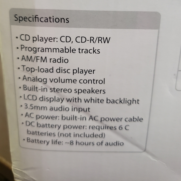 New In Box GPX BC112B Boom-Box and CD Player - Picture 2 of 5